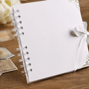 JPTD Blank Pages Photo Album Notepad Lay-Flat Design Self Adhesive Scrapbook Memory Book Black Hardcover Album Journal Notebook Wedding Party
