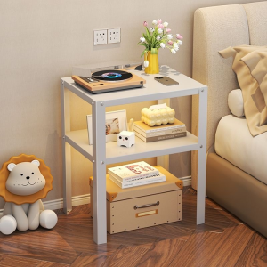 【On Hand】Bedside table solid wood bamboo storage cabinet small apartment bedside storage cabinet