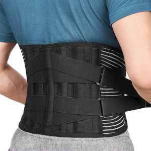 Adjustable Lumbar Support Belt with 6 Stays Elastic Breathable Lower Back Brace for Men Women Work Sport