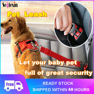 Sentexin Adjustable Dog Cat Car Safety Belt Pet Vehicle Seat Belt Leash Travel Clip Traction Rope for All Cars Dog Seat Belt Pet Supplies