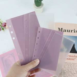 JAYQQ 5pcs A6/A7 6 Hole Budget Binder Pockets Transparent Waterproof Loose Leaf Refill Sleeves Durable PP Cash Envelope Inserts Bill/Card Storage
