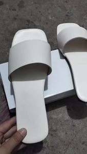 New Summer Square-Toed Large-Size Flat Sandals For Women Simple Solid Color Slide Sandals Slper