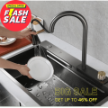 Chậu rửa bát 1 hố inox 304 cỡ lớn, bồn rửa chén bát 1 hộc, vòi rút thác nước xả ngang đa năng, giá rẻ kích thước 75x46cm. 