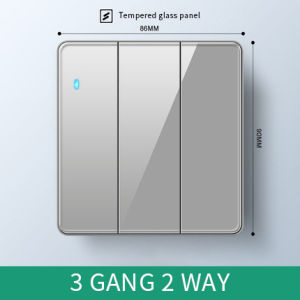 LEJIA Ultra Frameless grey Wall Glass Panel Switch 13 Amp Modern Lighting Switch Universal 3-pin plug socket with USB grey Suiz on Off Lampu LED 1/2/3/4 Gang 1/2 Way 20A Water Hearter Aircon Door Bell Switch Official Store