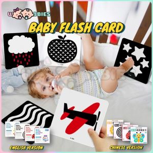 👶🏻Woobbies Montessori Baby Flash Card | Baby Sensory Cards | High Contrast Visual Stimulation Learning for Baby/Kid