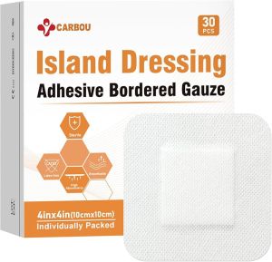 [4x4-30count] Carbou Island Dressing Bordered Gauze Sterile Individually Wrapped Gauze PadsHighly Absorbent Adhesive Dressing PadSoft and Breathable Wound Dressing for Wound Care