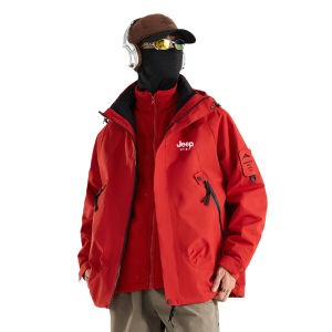 Bộ đồ leo núi đi bộ đường dài cắm trại nam và nữ áo khoác không thấm nước hai mảnh Jeep Spirit mùa thu và mùa đông Áo gió nam