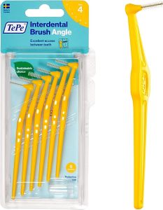 TePe Angle Interdental Brush 6pcs Angled Head for Back Teeth 0.4mm to 0.8mm Sizes
