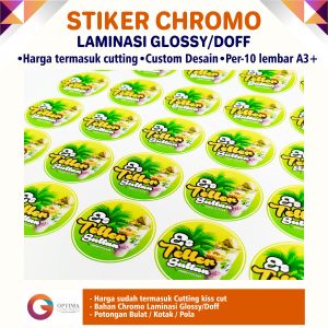 (10 LMBR A3+) CETAK STIKER CHROMO LAMINASI GLOSSY / DOFF Cetak Stiker Makanan Minuman Label Stiker