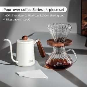 Bincoo tay pha Bình đựng cà phê đặt phin pha cà phê cốc Kính lọc nhỏ giọt (650ml)