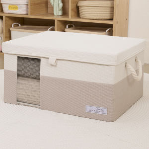 Justliving 1 hộp lưu trữ có thể gập lại với nắp hộp lưu trữ quần áo vải hộp lưu trữ cửa sổ trực quan rõ ràng hộp phủ bóng tủ quần áo cho chăn/Giường/gối/quần áo/Đồ chơi