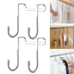 【88HomeStore】1/2PCS Stainless Steel Double S Shape Hook Kitchen Bathroom Door Metal S Hooks Hanging Hanger Storage Racks Organizer