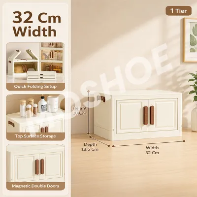 MOSHOE Foldable Storage Cabinet Durabox Multi-Layer Stackable With Magnetic Doors For Kitchen Bedroom Clothes Toys