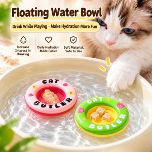MIRELAE Floating Kitten Drinking Dish Lure Cats to Drink Water Lickable Cat Water Feeder Bowl Creative Interactive Pet Drinking Toy Dish for Kitten Puppy