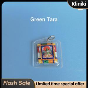 [Kliniki] Tibetan Tangka Green Tara Buddhism Keychains Small Pendants Pocket Fengshui Key Chain Decoration