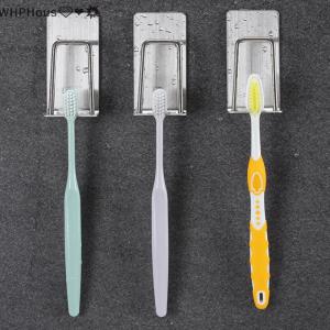 WP💓💛💖 Stainless Steel Self-adhesive Wall Mount Toothbrush Holder Toothpaste Organizer Mouthwash Cup Stand Bathroom Accessories