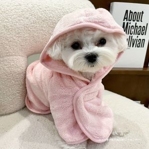 LIVELYN Super Absorbent Pet Bathrobe Thickened Quick Dry Dog Bath Towel Drying Coat Wearable Pet Drying Robe Pet Bath