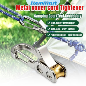 Item Metal Roller Cord Tightener Cam Buckle Rope Lock Tension Tool for Camping Tent Tarp Tie‑Down 1Pc