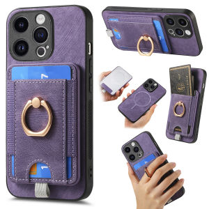 2 in 1 Detachable Cards Solt Ring Holder Case For iPhone 15 Pro Max 14 Plus 13 12 11 XR X XS 7 8 Magnetic Bag For Magsafe Cover