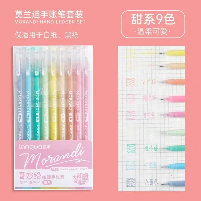 9PCS/Set Multicolor Gel Pen Colored Painting Gel Ink Pen 0.5MM DIY Graffiti Pen Morandi Retro Color Drawing Pen Art Supplies Students Stationery