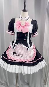 Người chuyển giới phong cách Lolita dễ thương mới cos Trang phục hầu gái thêu nơ hình bàn chân mèo lolita Trang phục giả gái dành cho nữ