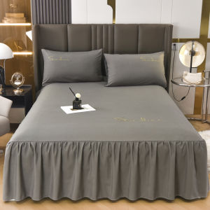 SUNLIGHT HOME Luxurious Bedsheet With Bed SkirtSolid Color Bed Sheet With LaceBreathable Mattress Cover