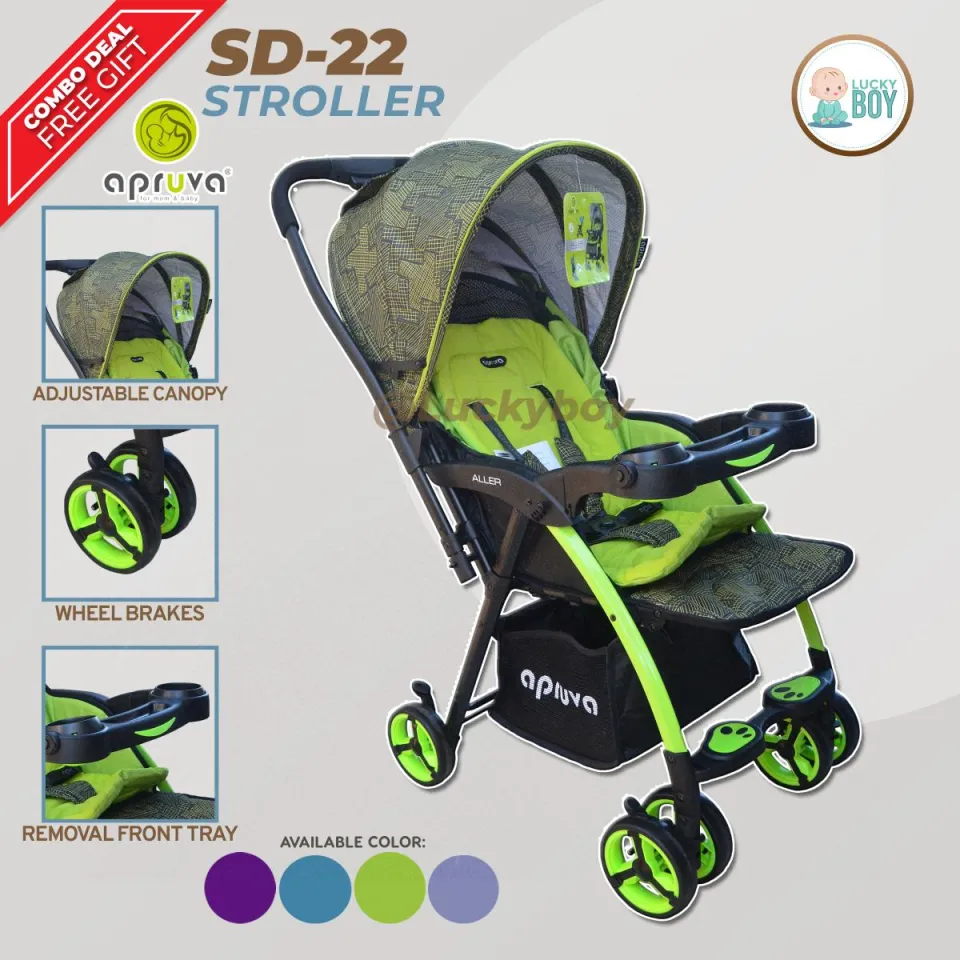 Apruva SD-22 Aller Deluxe Green Stroller for Baby Compact Foldable