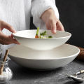 Chef's Selection Porcelain Dinnerware Wide Rim Soup Bowls Bright White Embossed Line Pasta Bowl. 