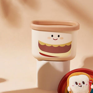 New Cartoon Strawberry Bear Desktop Storage Basket Dormitory Goodies Plastic Thickened Trash Can Bear Square Cleaning Bucket [ Free Shipping ]