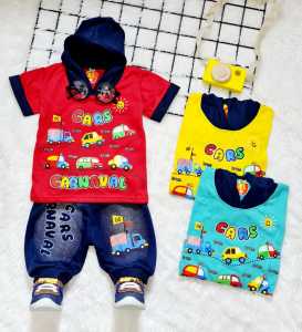 Setelan Baju Anak Bayi Motif Mickey Usia 0-12 Bulan | Baju Bayi Laki laki | Baju Hoodie Kupluk Bayi