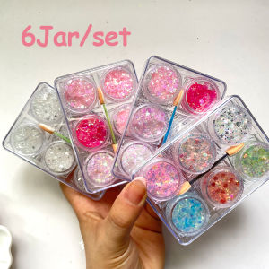 6Pcs/Set Eye Glitter Gel For Child Girl Diamond Sequin Gel Cream Heart/Star/Moon Makeup Nail Glitter Powder Face Body Decoration h260819