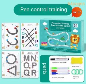 2 Designs Pen Control Training Preschool Education Learning Copybook Reusable Painting Book Set For Kids