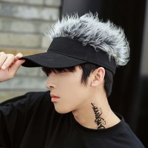 6 Colors Men Baseball Cap Adjustable Hip Hop Boys Wig Hair Trend Outdoor Sports