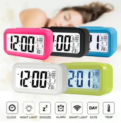 【SG LOCAL SELLER】 Led Display Digital Alarm Clock Battery Operated with Date Temperature SnoozeSmart Night Light