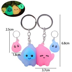 1Pair Luminous Shared Keychains Hanger Magnetic Key Holder Couple Cute Bag Pendant Hanging Accessories Gift Home Decor