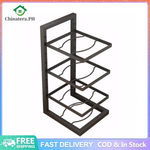[Fast Delivery] 4 Layer Kitchen Pan Organizer Pot Rack Adjustable Under Sink Countertop Multipurpose Rack Cookware Pot Racks - Heavy Duty Carbon Steel Pot Rack for Countertop/Storage