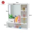 Rak Kosmetik Minimalis / Meja Hias Kamar Aesthetic Dengan Cermin Rias Tempel Dinding Gantung 60x50cm. 