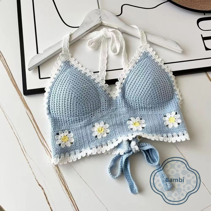 Beach Outfit New Crochet Top Swimsuit Knitted Swimwear Top