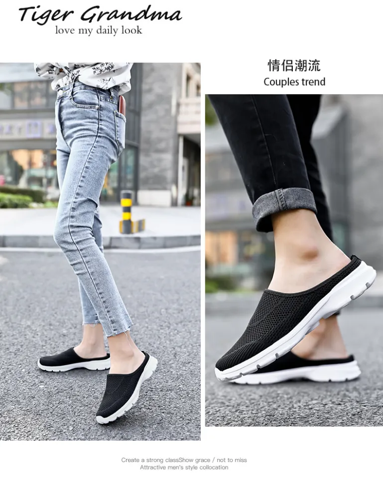 SAGYRITE Size 35-48 Couple Shoes Korean Casual Shoes for Women Walking  Shoes Half Slippers Flip Flops Breathable Sandals for Men