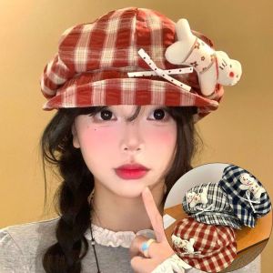 SHIRUI Sun Protection Plaid Beret Hat Thin Design Face Slimming Newsboy Hat Y2K Octagonal Cap Womens Fashion