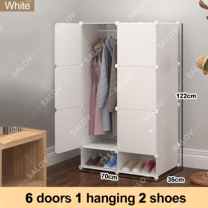 SALVO Lemari Pakaian Plastik Penyimpanan Baju Susun Penutup Anti Rak Organizer Kain Hemat Ruang