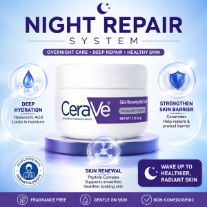 CeraVe Renewal Night Cream | Peptide and Ceramide Formula for Nighttime Repair | Anti-aging Moisturizer Suitable for All Skin Types 48g