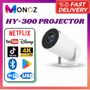 HY300 Monoz Projector mini portable Mini projector  For HDMI USB Laptop Switch Flexible 180° projection angle Netflix/Youtube Portable projector Home theater Small desktop projector