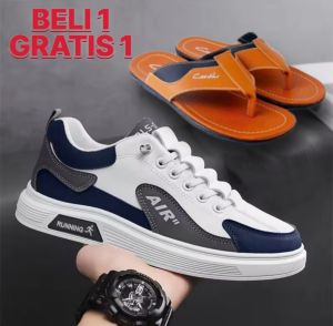 SEPATU SNEAKERS PRIA WANITA KASUAL FASHION SPORT RUNNING BUY 1 GET 1 SANDAL KULIT
