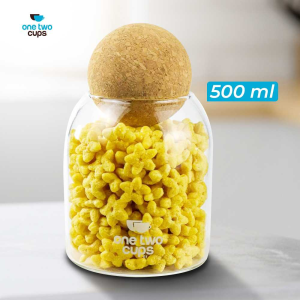 Toples Kaca Tutup Bola One Two Cups Tempat Penyimpan Makanan Jar Kue Kering Bumbu Dapur