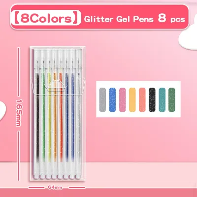 12Colors/Set Sparkle Glitter Gel Pens 1mm Fine Point Metallic Glitter Gel Pen Set for Journaling Art Projects Kids Coloring Supplies Highlighters