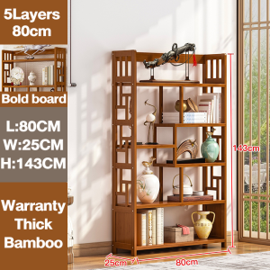 Storage Rack With Drawer Bamboo Household Wooden Divider Rack Bookshelf Cabinet