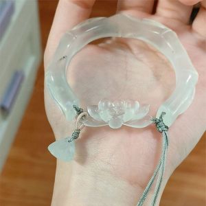 NBANLIKE Hợp thời trang Vòng tay hoa sen 58mm Vòng tay cổ Vòng tay ánh trăng trắng Lạnh Trong suốt Vòng tay cổ Trung Quốc Vòng tay nữ