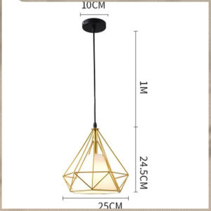 Family Modern Pendant Lamp Indoor Ceiling Lamp Industry Metal Cage Chandelier Living Room Diamond Dining Room Lamp GOLD