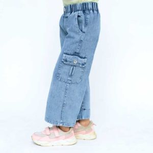 ( Gratis Bando Karakter ) Setelan Baju Anak Perempuan Masakini Import Korean Style Aula Set Jeans Mix Brukat Bunga Tali Usia 3 - 12 Tahun Jeans Kombinasi Tangan Brukat Celana Cutbray Jeans Bahan Jeans Mix Brokat Import - Samero Fashion